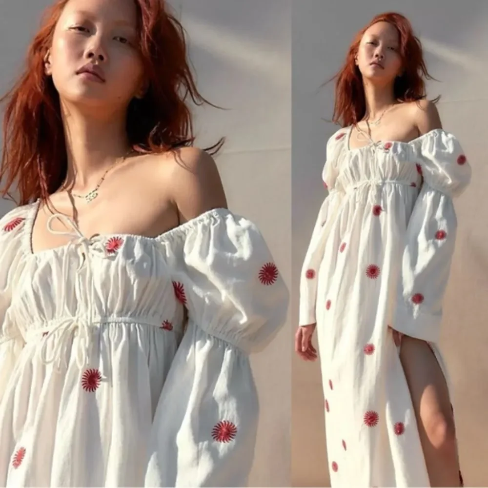 Free People Emory Embroidered Midi Mxi Dress size S